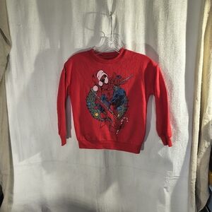 Marvel Spiderman Boys Small Size (6-7) Red Long Sleeve T Shirt W/Christmas Theme